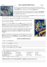 English Worksheet: Harry and the Reptile House