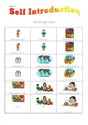 English Worksheet: Introduction Matching Game