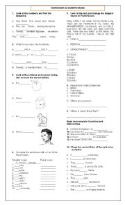 English Worksheet: Nouns and verb to be