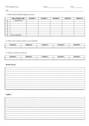 English Worksheet: Technology Survey