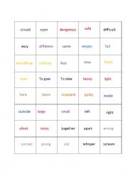 English Worksheet: Opposite memory game