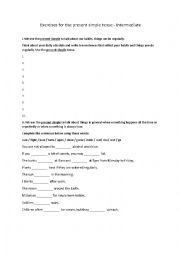 English Worksheet: Exercises for the present simple tense