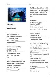 English Worksheet: Song Home Michael Buble