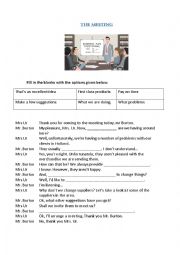 English Worksheet: The meeting - gap filling