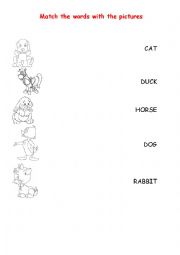 English Worksheet: Match the words with the pictures Animals