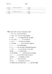 English Worksheet: was/were