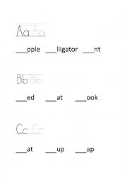 English Worksheet: A B C writing