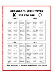 Tic Tac Toe with Gerunds & Infinitives