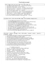 English Worksheet: Travel and movement