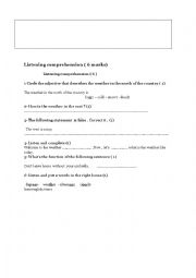English Worksheet: listening comprehension 7th 