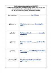 English Worksheet: Memory game with GET