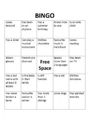 BINGO for getting to know you adults