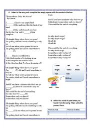 English Worksheet: Somewhere only we know song (past tense)