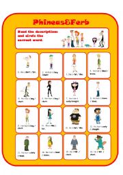 English Worksheet: Describing People with Phineas and Ferb