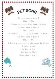 Do You Have A Pet Song Sheet