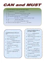 English Worksheet: CAN & MUST
