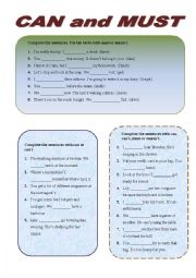 English Worksheet: CAN & MUST