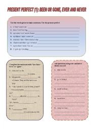 English Worksheet: PRESENT PERFECT (1): BEEN OR GONE, EVER, NEVER