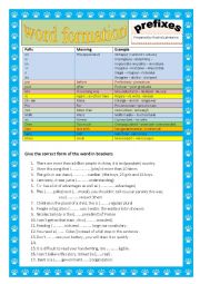 English Worksheet: prefixes 