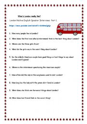 English Worksheet: Whats London really like? - video session