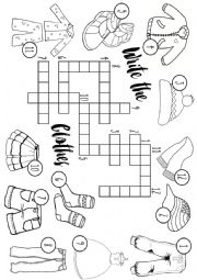 English Worksheet: Clothes crossword