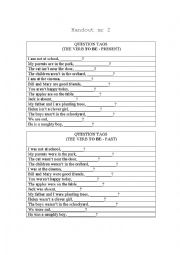 English Worksheet: Question tags with to be