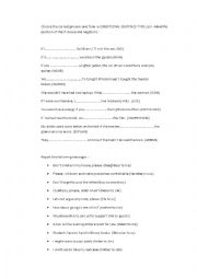 English Worksheet: Conditionals and Reported Speech