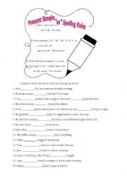 English Worksheet: Spelling Rules 3rd Person Singular