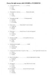 English Worksheet: gerunds and infinitives