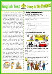 English Worksheet: English Test Jenny in The Provence