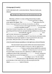 English Worksheet: pioneer 9th form test