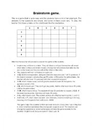 English Worksheet: Brainstorm game