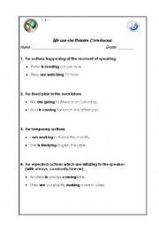 English Worksheet: PRESENT SIMPLE AND PRESENT