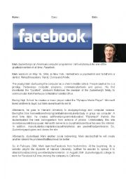 English Worksheet: Mark Zuckerberg and Facebook 