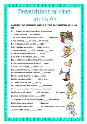 English Worksheet: Prepositions of Time 2