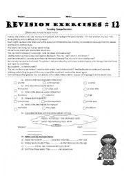 English Worksheet: reading comprehension