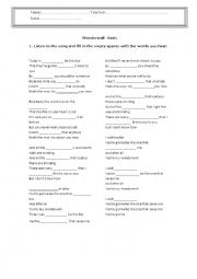 English Worksheet: Wonderwall- Oasis