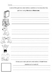 English Worksheet: This/These Writing Practice 