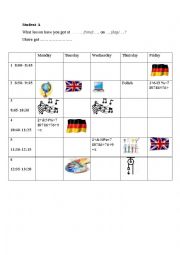 English Worksheet: School timetable