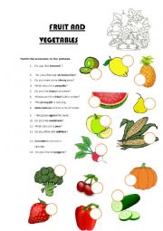 English Worksheet: fruit and vegetables