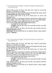 English Worksheet: The Hound of the Baskervilles, ch 3