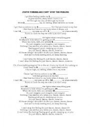 English Worksheet: SONGS JUSTIN TIMBERLAKE
