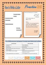 English Worksheet: How to Write a Letter- The Differences between Formal and Informal Letters 