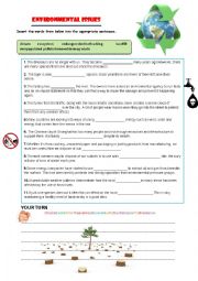 English Worksheet: Environmental Issues Vocabulary Gap-fill Exercise
