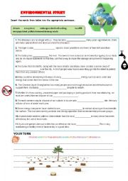 Environmental Issues Vocabulary Gap-fill Exercise