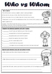 English Worksheet: Who vs Whom