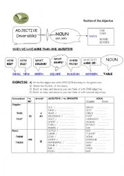English Worksheet: Possition of Adjectives in a phrase