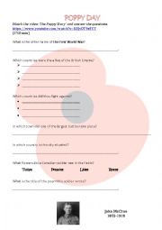 English Worksheet: Poppy Day
