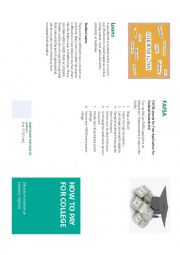 English Worksheet: How to pay for college brocher