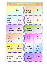 English Worksheet: Present simple dominoes 